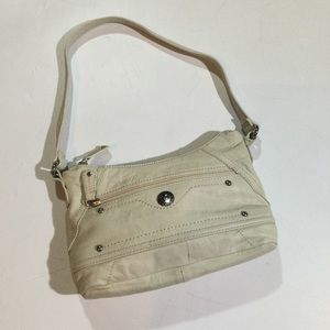 VTG Stone Mountain Womens Size Small Shoulder Bag Front Zipper Handbag In Ivory